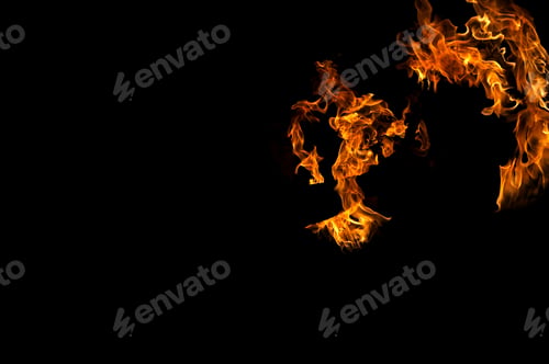 Preview: Beautiful shot of burning orange flames on a black background
