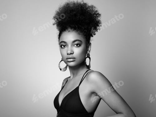 Preview: Beauty portrait of African American girl with afro hair