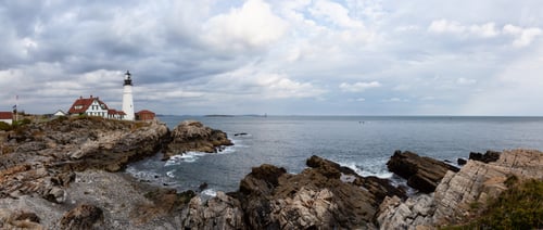 Preview: Panoramic view of Portland Head Lighthouse on the Atlantic Ocean Coast
