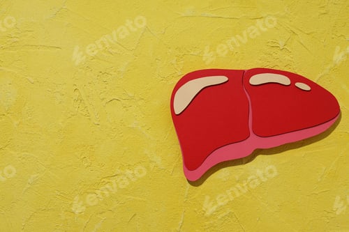 Preview: Paper liver mockup on yellow background, space for text