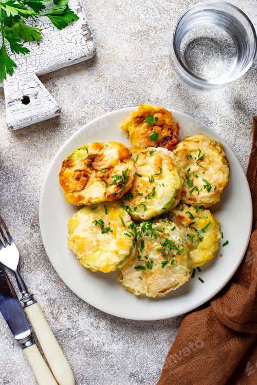 Preview: Fried zucchini slices with parsley
