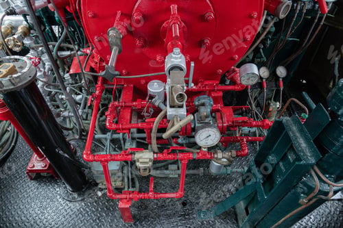 Preview: the train's diesel engine, railway track in depot of train