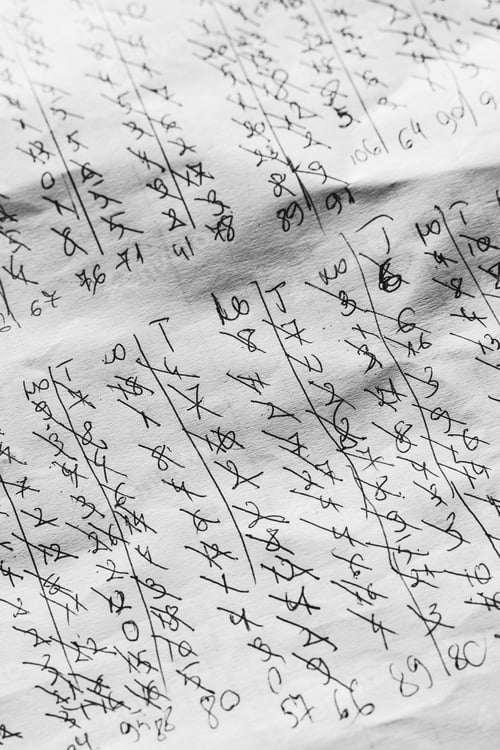 Preview: Handwritten Mathematical Calculations and Potential Cypher on Paper