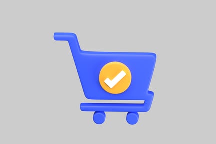 Preview: Blue shopping cart with checkmark