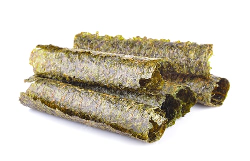 Preview: fried seaweed on white background