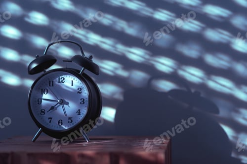 Preview: Alarm clock on night table in bedroom