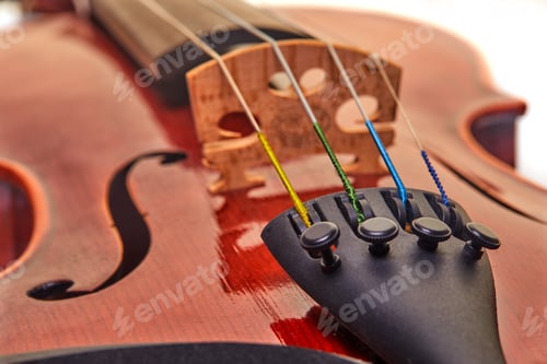Preview: Close up shot of a violin,very soft def of field. Detail of violin