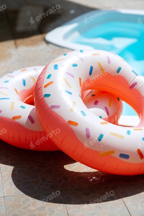 Preview: two bright inflatable swimming circles
