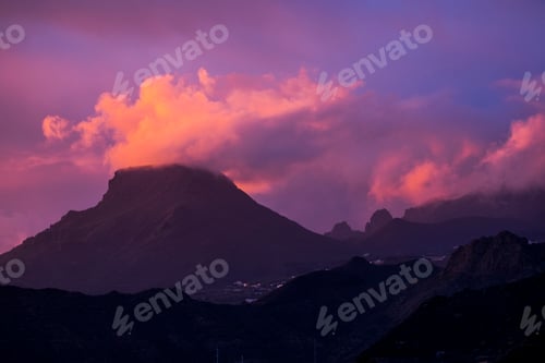 Preview: Coloured purple violet sunset