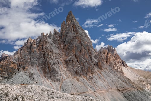 Preview: View to Tre Cime peaks in Dolomites, Italy, Europe