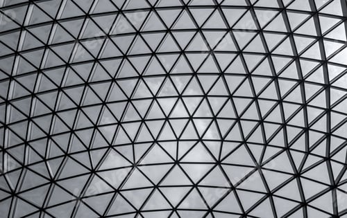 Preview: Glass and steel building with triangle pattern structure. Futuristic architecture. Neo-futurism