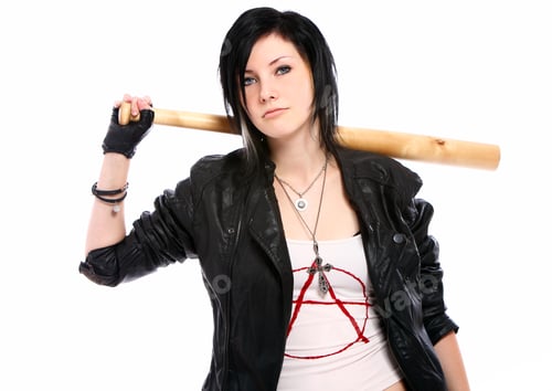 Preview: Young punk girl with baseball bat