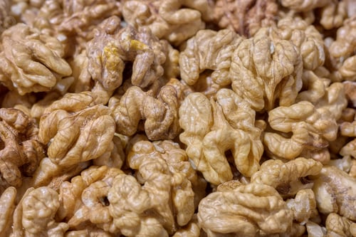 Preview: Close up of fresh walnuts, selective focus.
