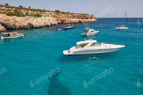 Preview: Turquoise waters in Mallorca. Pilota cove. Mediterranean coastline. Balearic islands