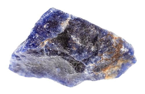 Preview: unpolished sodalite mineral isolated on white