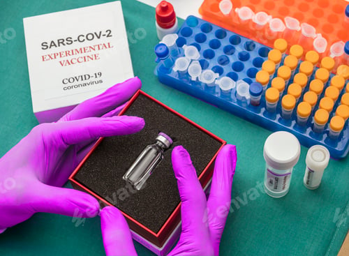 Preview: Coronacirus covid-19 experimental vaccine in a laboratory, conceptual image