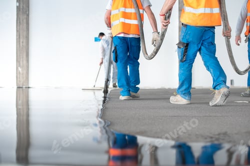 Preview: Group of workers pouring concrete floor
