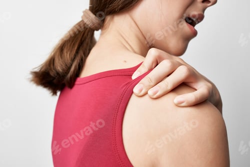 Preview: woman holding shoulder joint problems medicine treatment health care