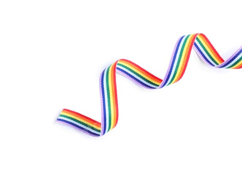 Preview: Rainbow ribbon on white background. Gay symbol