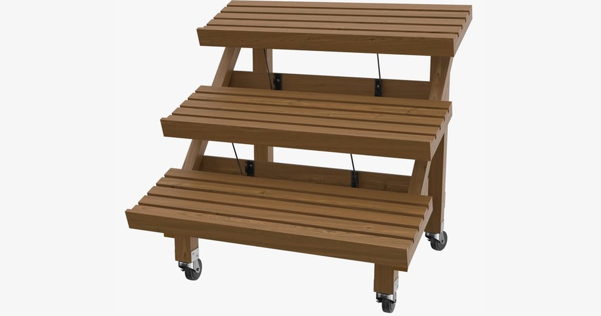 Wooden Deli Rack with Wheels, Tiered Display 3D, Incl. bakery & display ...