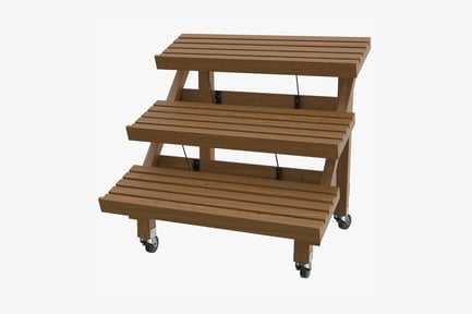 Preview: Wooden Deli Rack with Wheels, Tiered Display