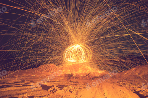 Preview: Burning steel wool fireworks post-process HDR Style.Vintage color