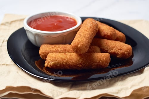 Preview: Crispy Mozzarella Sticks with ketchup
