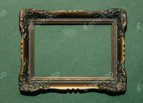 Preview: 19th century vintage frame empty green background