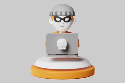 Preview: Cartoon Hacker Character With Laptop