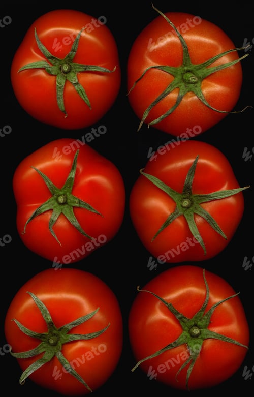 Fresh Red Tomatoes Isolated on Black Background