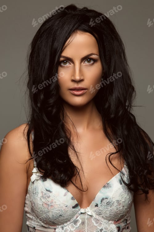 Preview: Woman with long black hair.