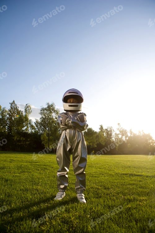 Preview: Young Chinese boy playing astronaut