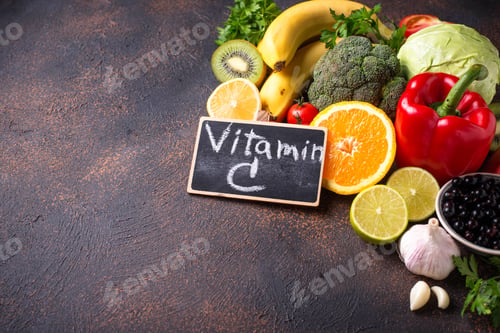 Preview: Food containing vitamin C. Healthy eating