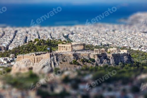 Preview: Athens, Greece. Athens Acropolis and city aerial view from Lycavittos hill