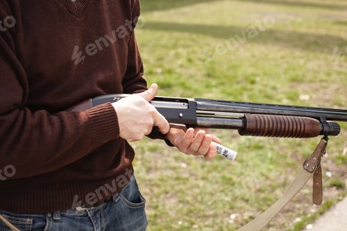Preview: Firearms pump-action shotgun. Tyre's outdoor