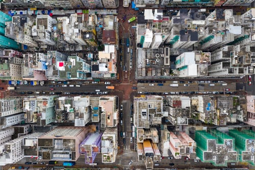 Preview: Sham Shui Po, Hong Kong 07 May 2019: Aerial view of Hong Kong city