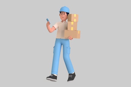 Preview: Cartoon delivery man with boxes