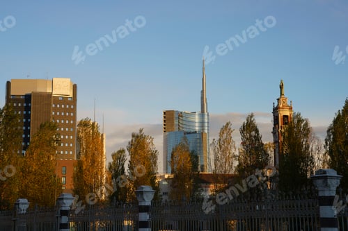 Preview: Milan: buildings of Porta Nuova seen from Cimitero Monumentale