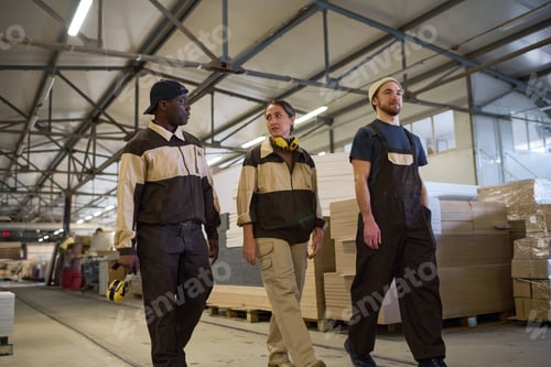 Preview: Construction workers finishing work at plant