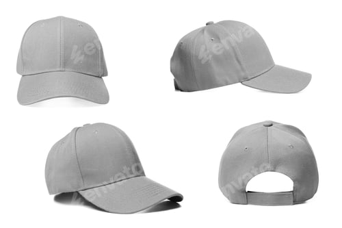 Preview: Gray Baseball Hat Mockup Set on White Background