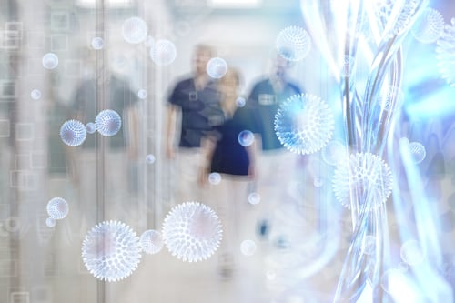 Preview: Abstract Background Coronavirus Concept In Medical Clinic, Hospital Coronavirus Danger. Staged