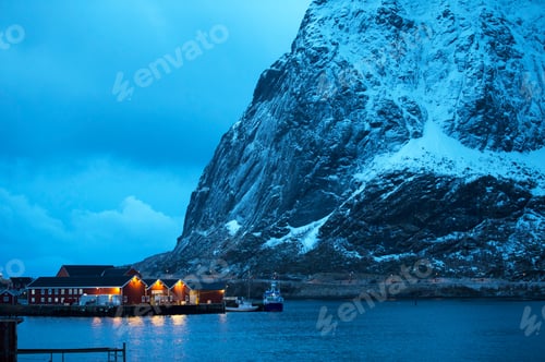 Preview: Reine fishing village at dusk, Norway