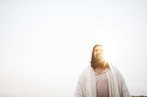 Preview: Jesus Christ laughing while the sun is shining near this head