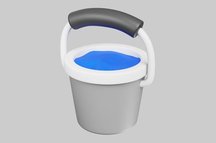 Preview: Grey pail with blue liquid