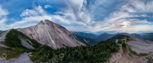 Preview: Scenic Mountain Landscape in BC, Canada with Lush Forest and Majestic Peaks
