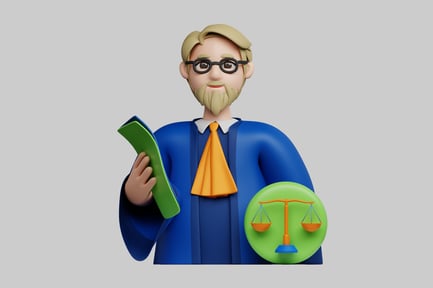 Preview: Cartoon judge with scales of justice