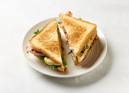 Preview: club sandwich on white plate