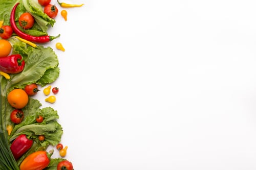 Preview: Fresh and healthy frame of different Vegetables on white