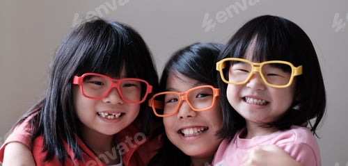 Preview: Three children wear big eyeglasses