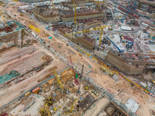 Preview: Kai Tak, Hong Kong 07 December 2021: Drone fly over construction site